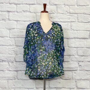 Anthropologie Fei Sheer Silk Floral Top